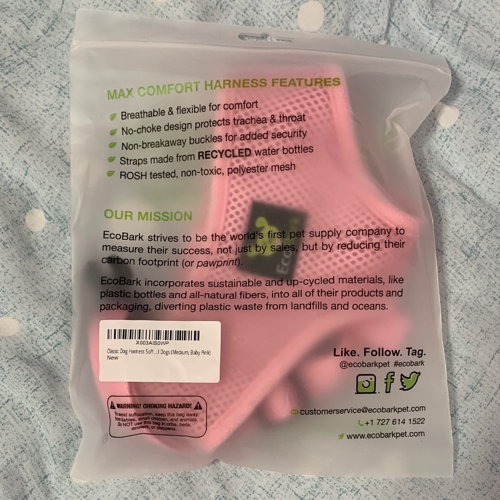 EcoBark Pink Dog Harness - M - Picture 5 of 7